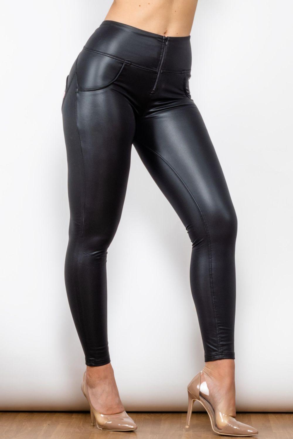 Full Size PU Leather Zip Detail Leggings - Lab Fashion, Home & Health