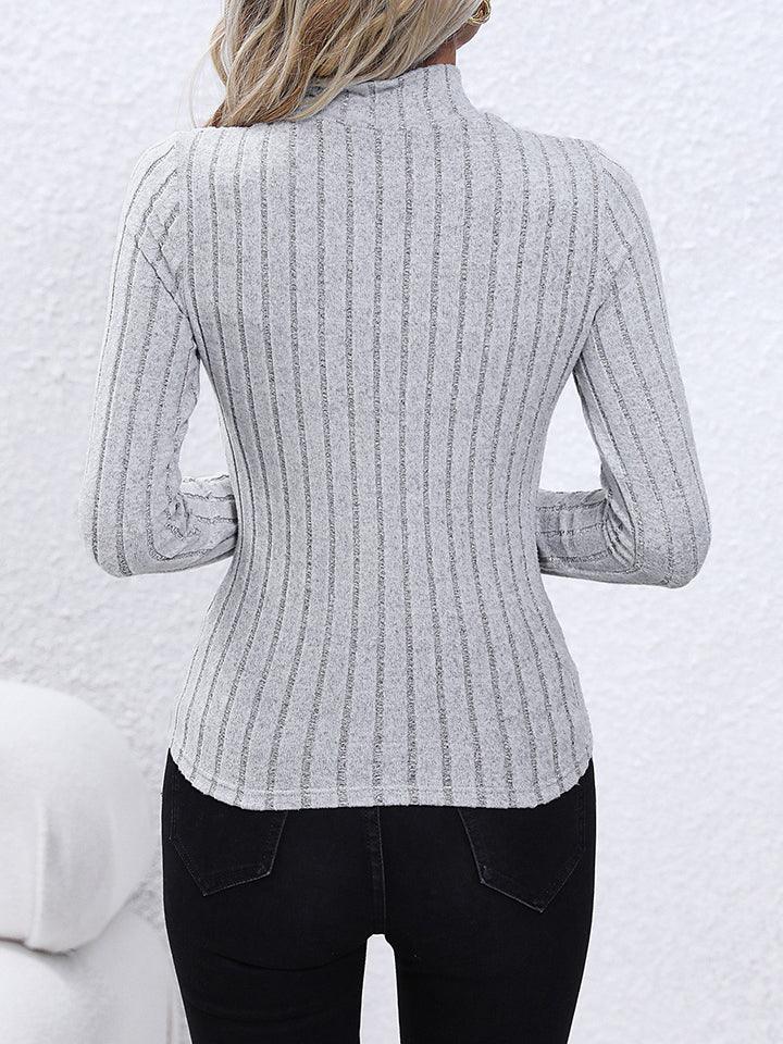 Mock Neck Long Sleeve Knit Top - Lab Fashion, Home & Health