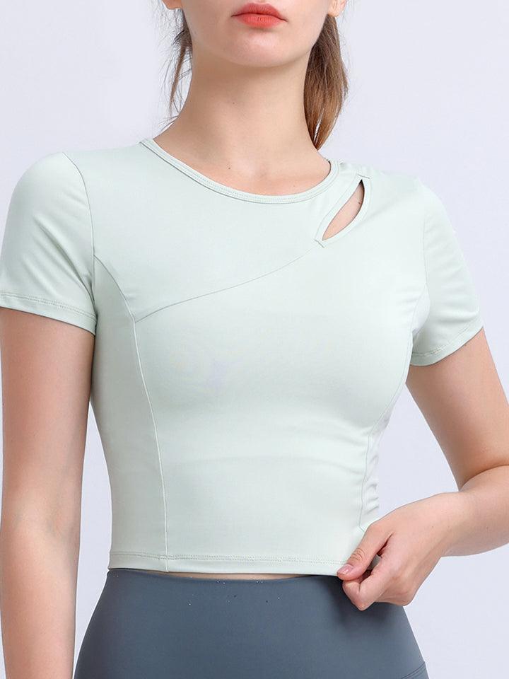 Round Neck Short Sleeve Active Top - Lab Fashion, Home & Health