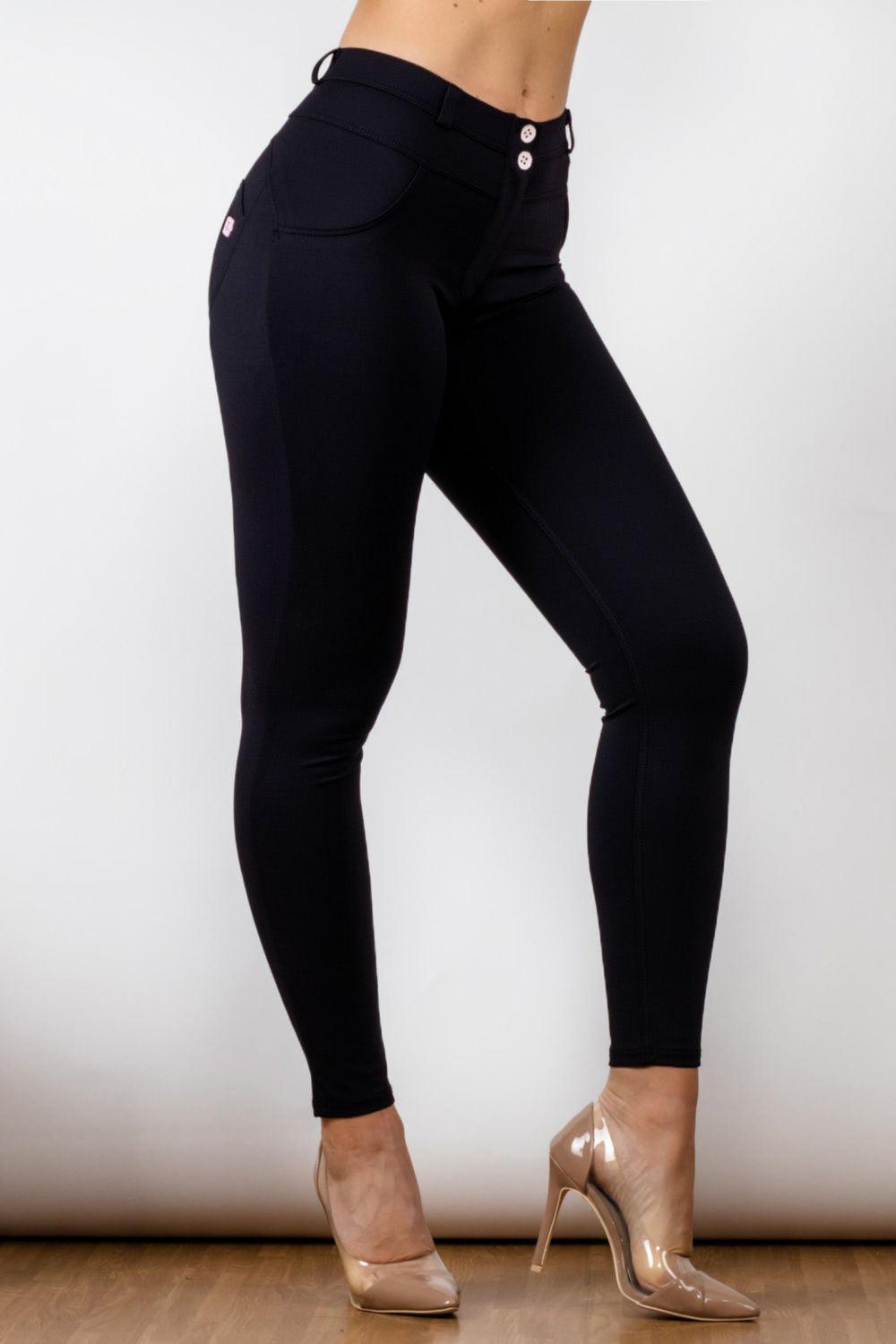 Full Size Contrast Detail Buttoned Leggings - Lab Fashion, Home & Health
