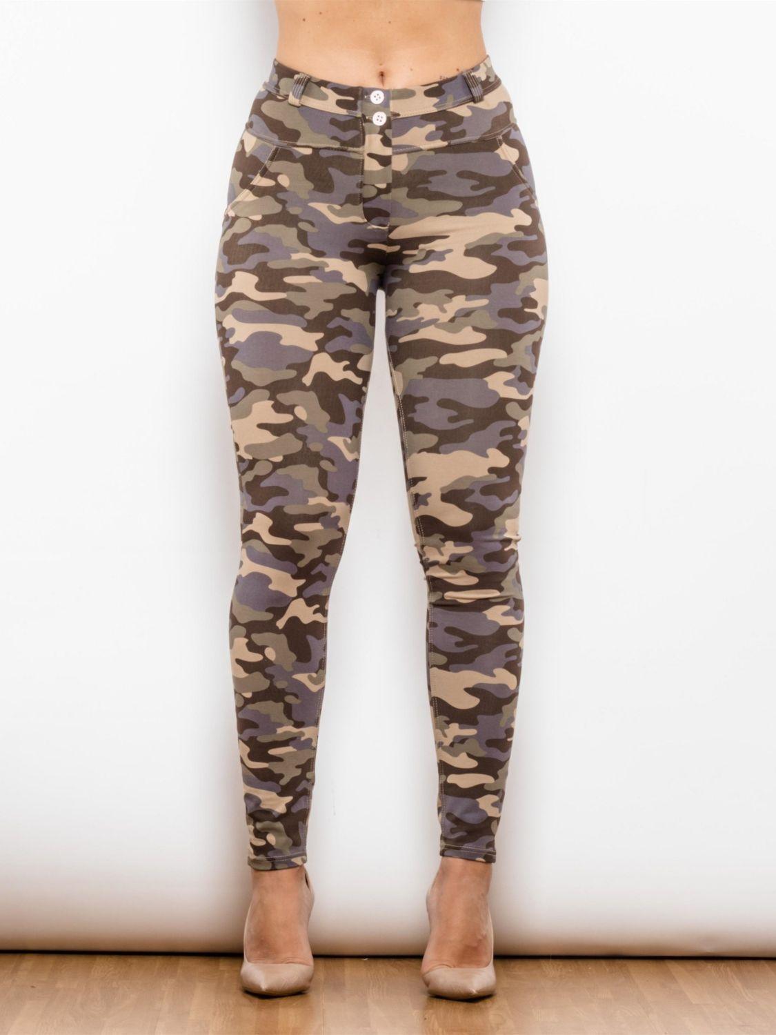Full Size Camouflage Buttoned Leggings - Lab Fashion, Home & Health