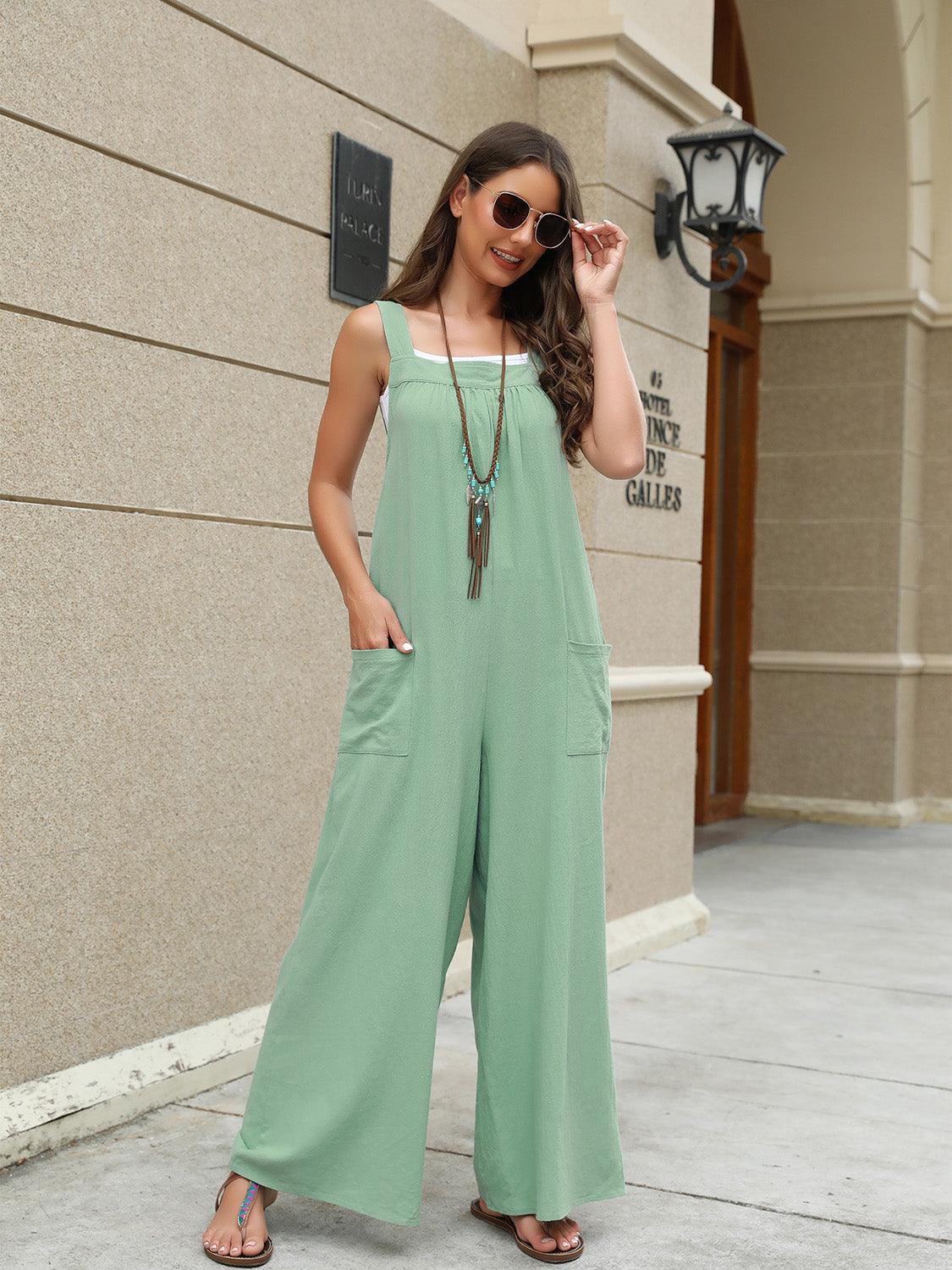 Square Neck Sleeveless Jumpsuit - Lab Fashion, Home & Health