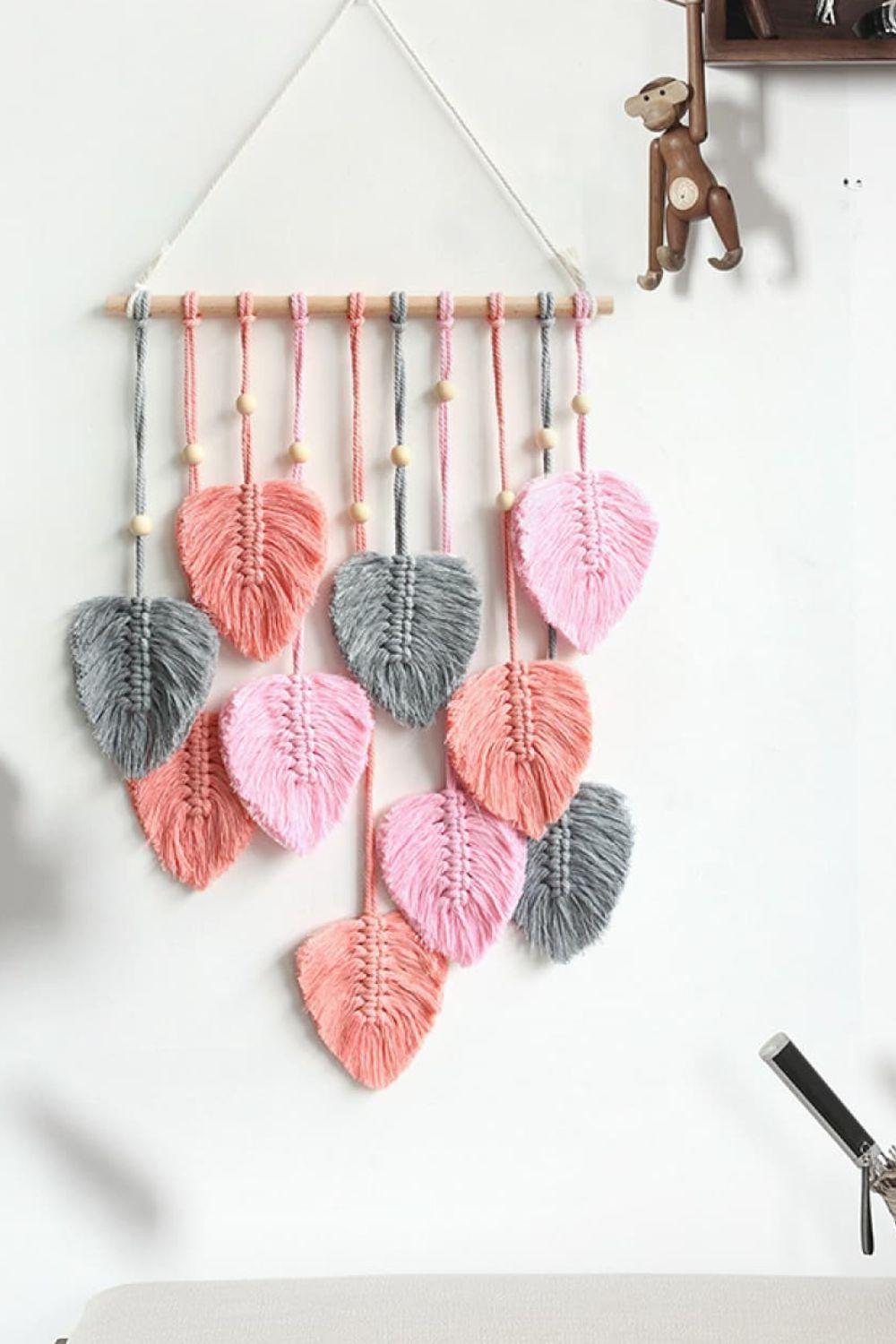 Macrame Leaf Bead Wall Hanging - Lab Fashion, Home & Health