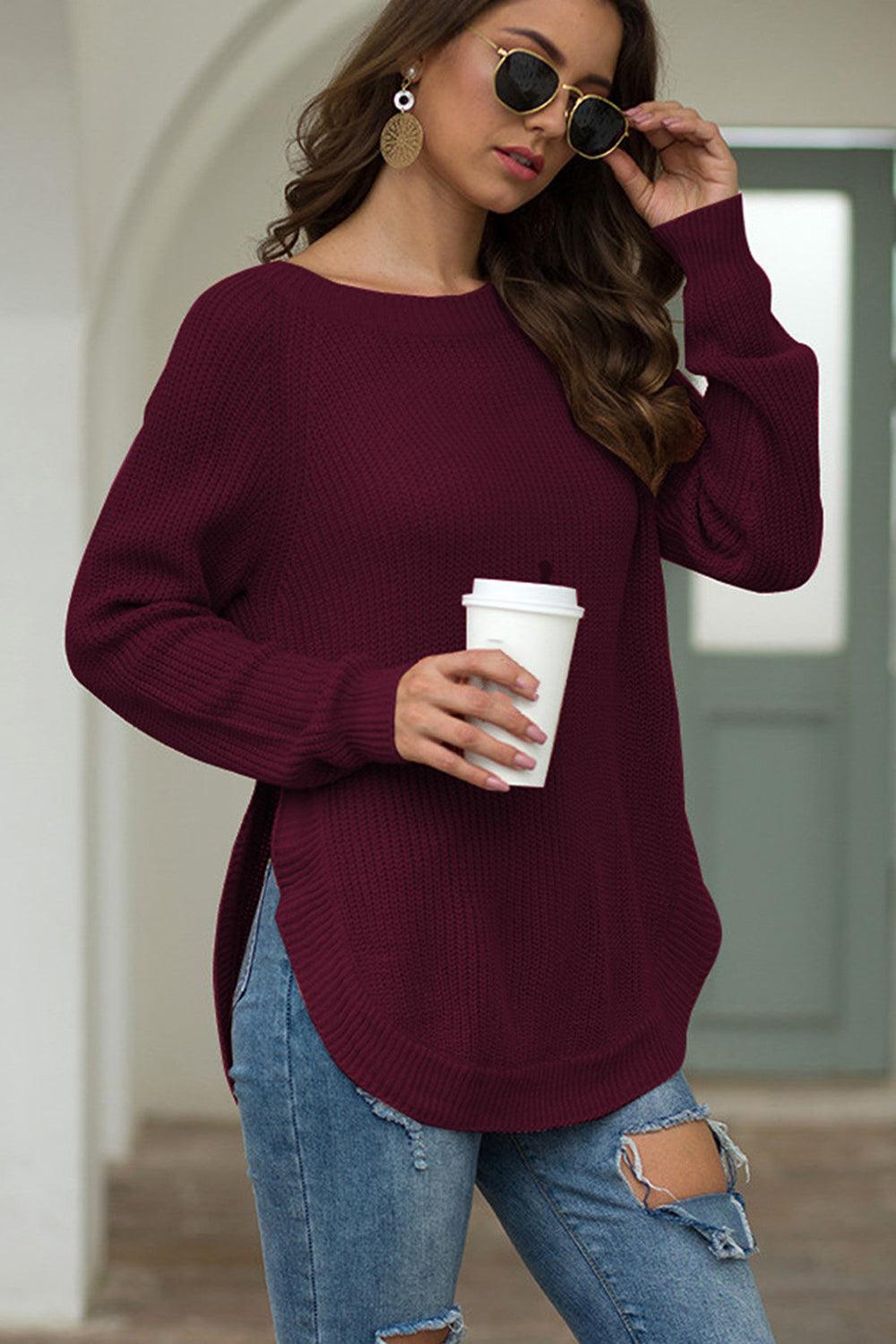 Round Neck Ribbed Knit Top - Lab Fashion, Home & Health