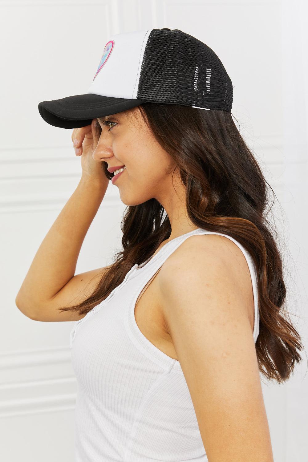 Fame Falling For You Trucker Hat in Black - Lab Fashion, Home & Health