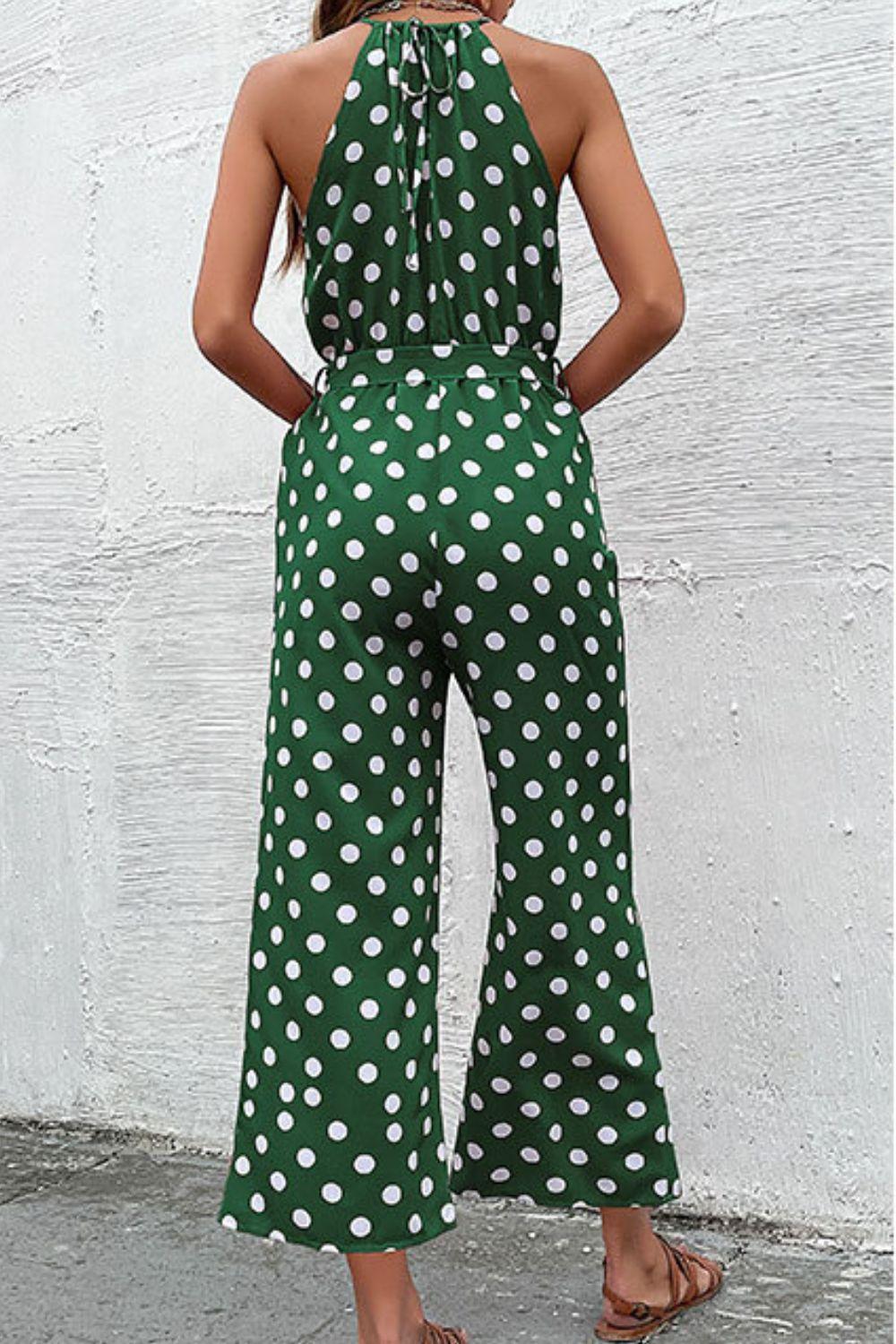 Polka Dot Grecian Wide Leg Jumpsuit - Lab Fashion, Home & Health