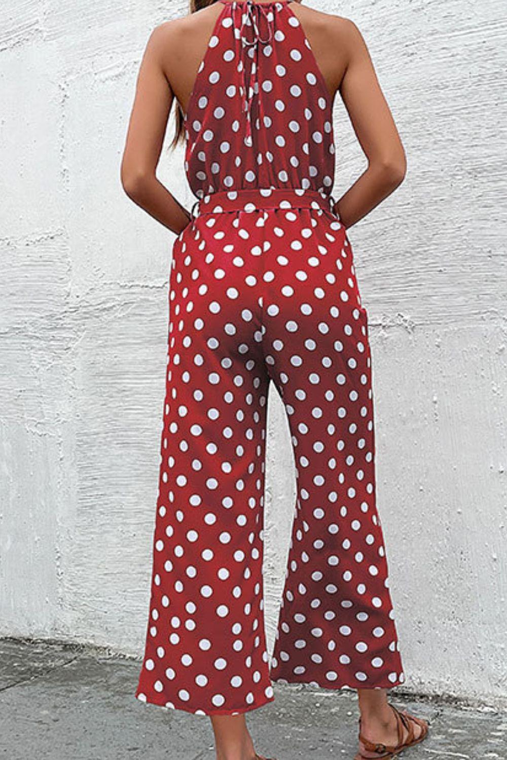 Polka Dot Grecian Wide Leg Jumpsuit - Lab Fashion, Home & Health