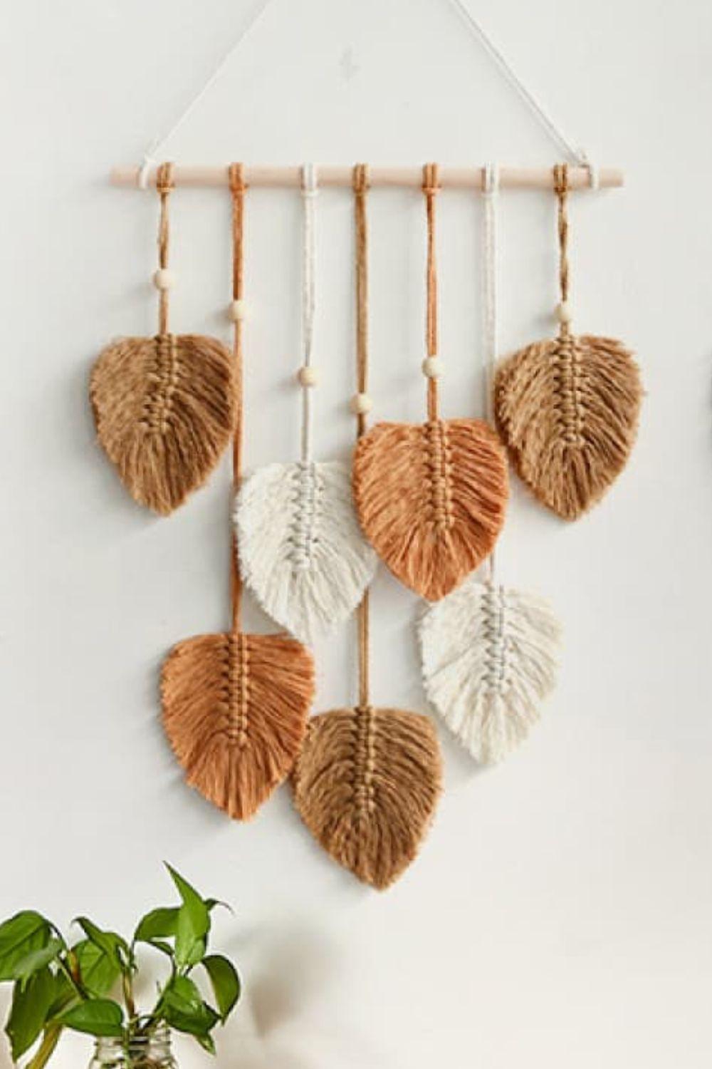 Macrame Leaf Bead Wall Hanging - Lab Fashion, Home & Health