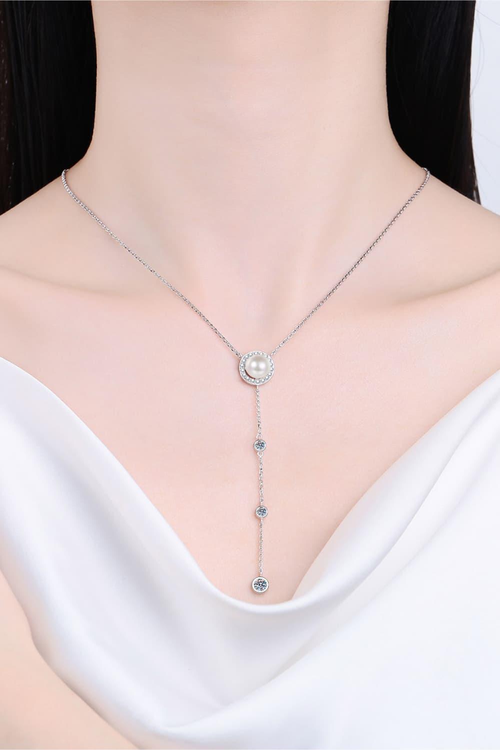 Moissanite Rhodium-Plated Necklace - Lab Fashion, Home & Health
