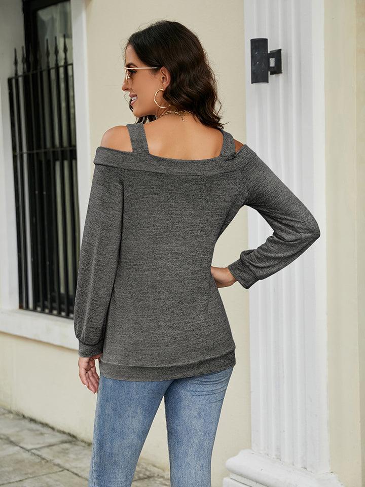 Cold Shoulder Cutout Square Neck Blouse - Lab Fashion, Home & Health