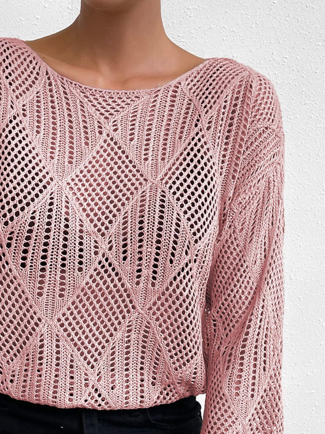 Openwork Round Neck Knit Top - Lab Fashion, Home & Health