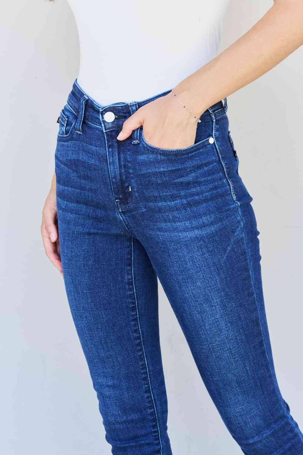 Judy Blue Marie Full Size Mid Rise Crinkle Ankle Detail Skinny Jeans - Lab Fashion, Home & Health