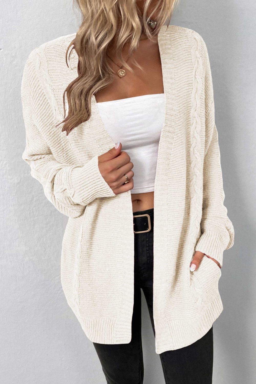 Open Front Cardigan with Pockets - Lab Fashion, Home & Health