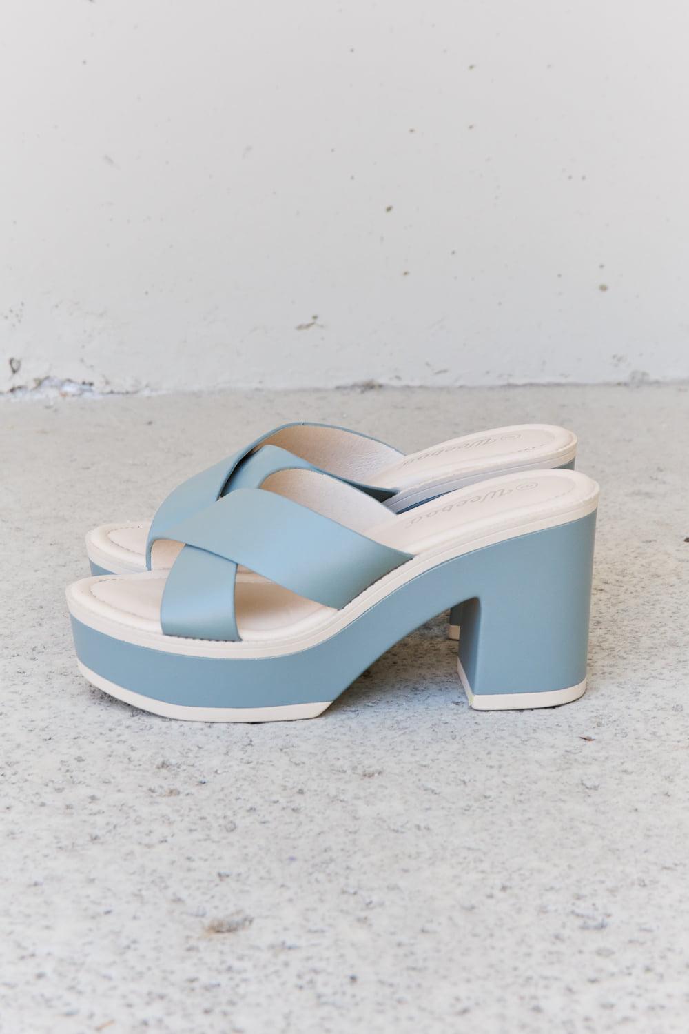 Weeboo Cherish The Moments Contrast Platform Sandals in Misty Blue - Lab Fashion, Home & Health