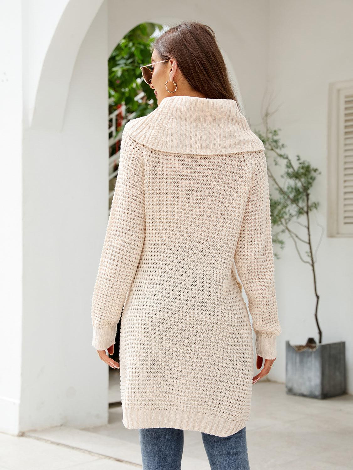 Turtleneck Slit Sweater Dress - Lab Fashion, Home & Health