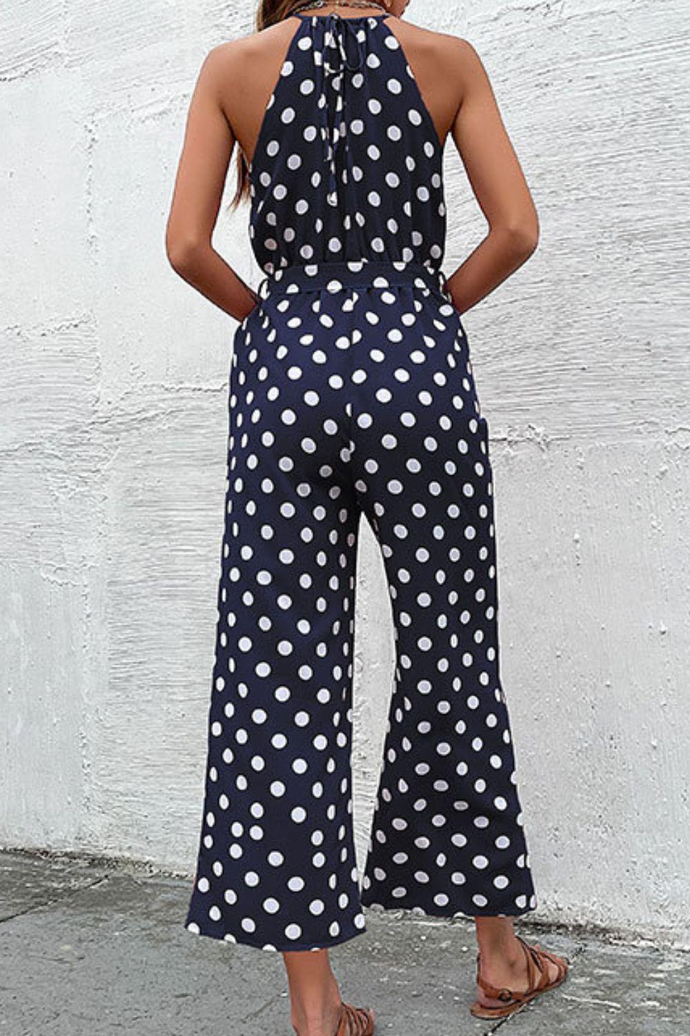 Polka Dot Grecian Wide Leg Jumpsuit - Lab Fashion, Home & Health