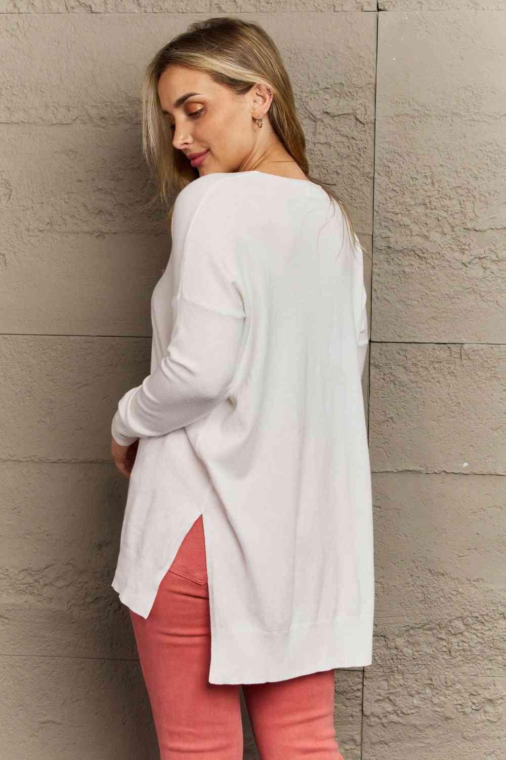 Full Size Center Seam Tunic Sweater - Lab Fashion, Home & Health