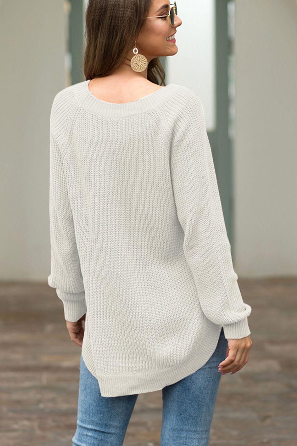 Round Neck Ribbed Knit Top - Lab Fashion, Home & Health