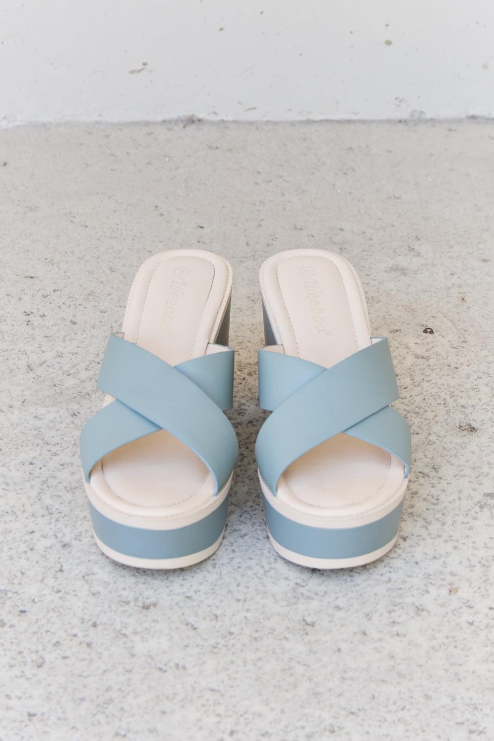 Weeboo Cherish The Moments Contrast Platform Sandals in Misty Blue - Lab Fashion, Home & Health