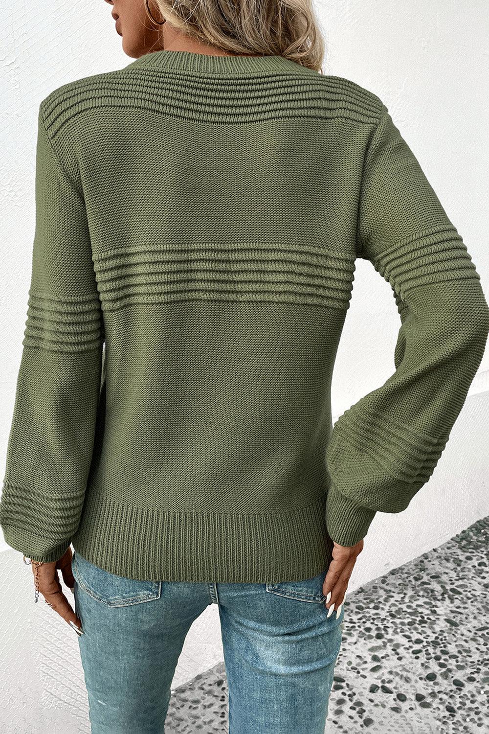 Round Neck Long Sleeve Sweater - Lab Fashion, Home & Health