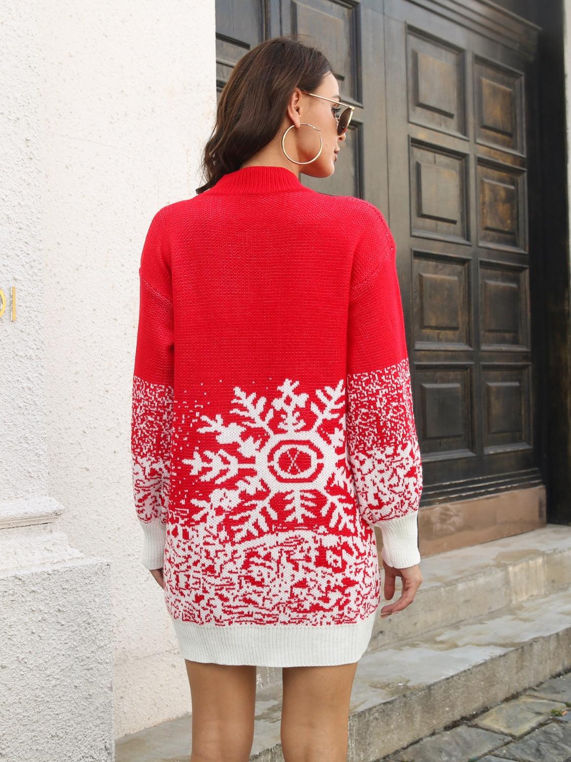 Snowflake Pattern Sweater Dress - Lab Fashion, Home & Health