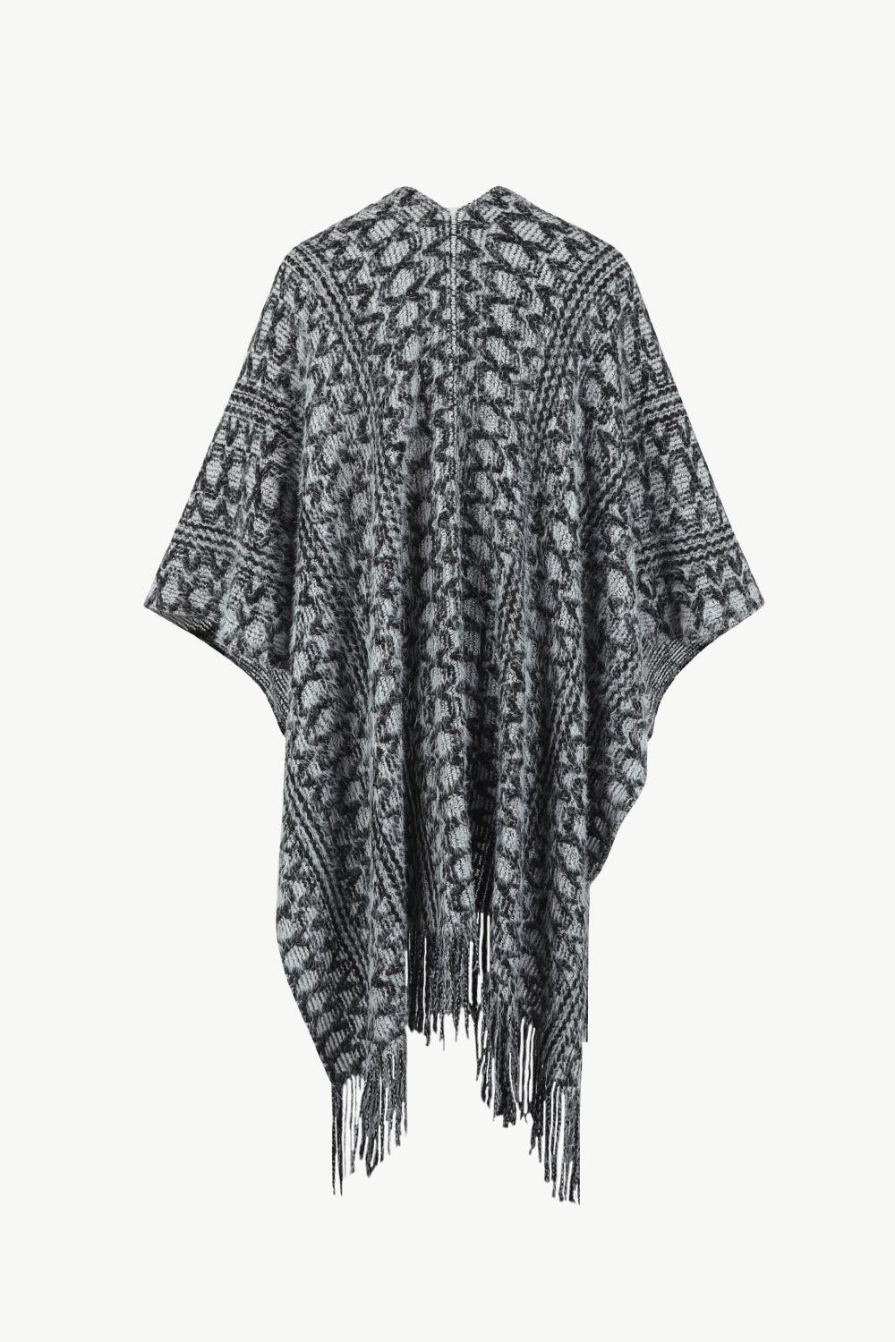 Open Front Fringe Hem Poncho - Lab Fashion, Home & Health