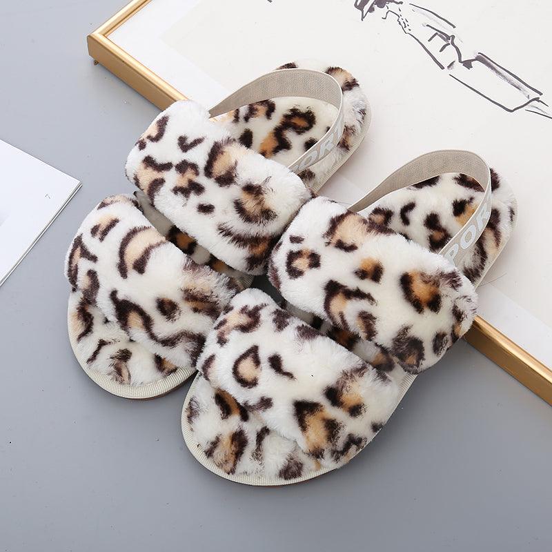 Faux Fur Open Toe Slippers - Lab Fashion, Home & Health