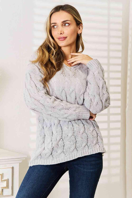 Woven Right Cable Hooded Sweater - Lab Fashion, Home & Health