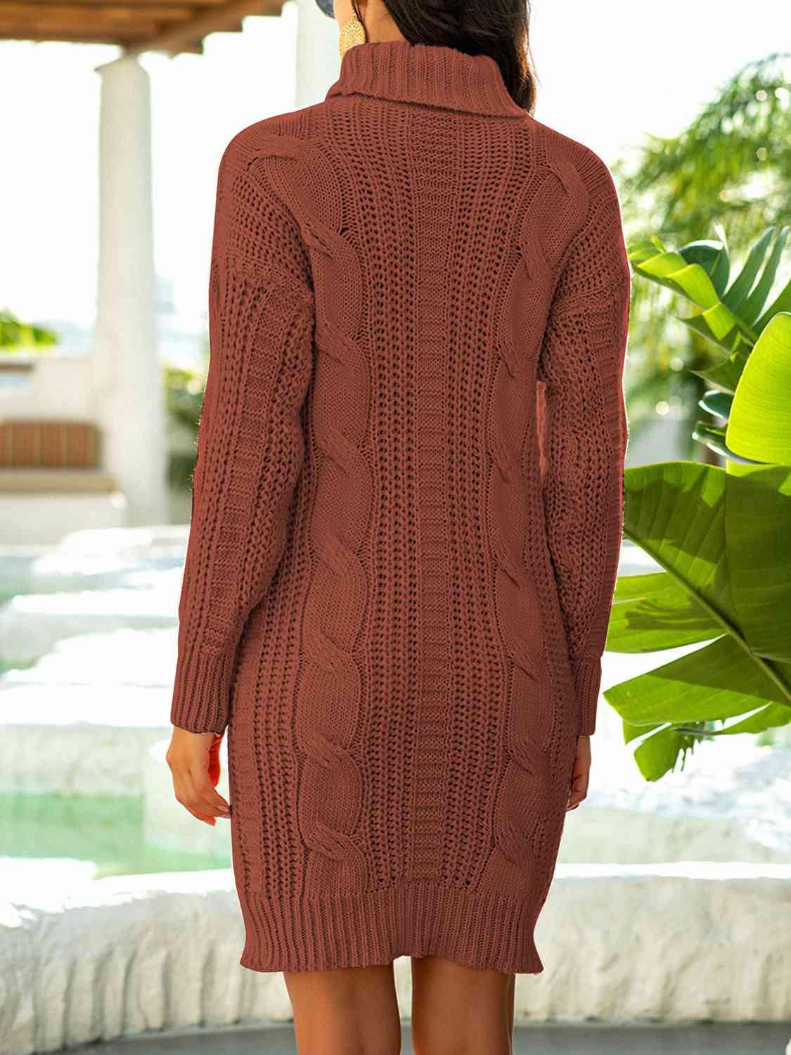 Turtleneck Ribbed Sweater Dress - Lab Fashion, Home & Health