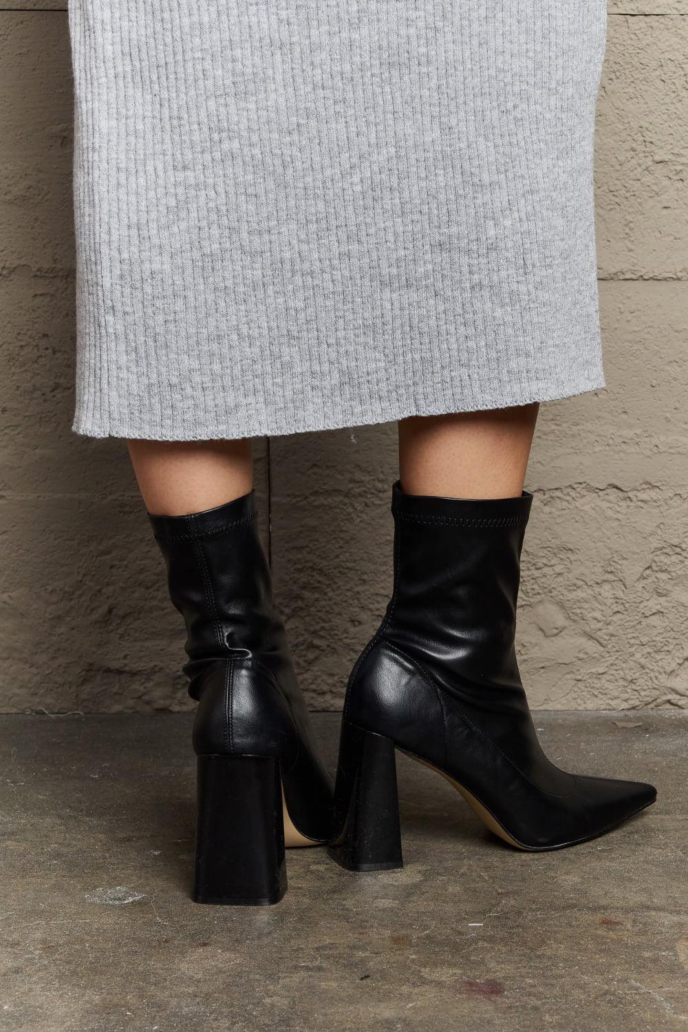 Weeboo Stacy Block Heel Sock Boots - Lab Fashion, Home & Health