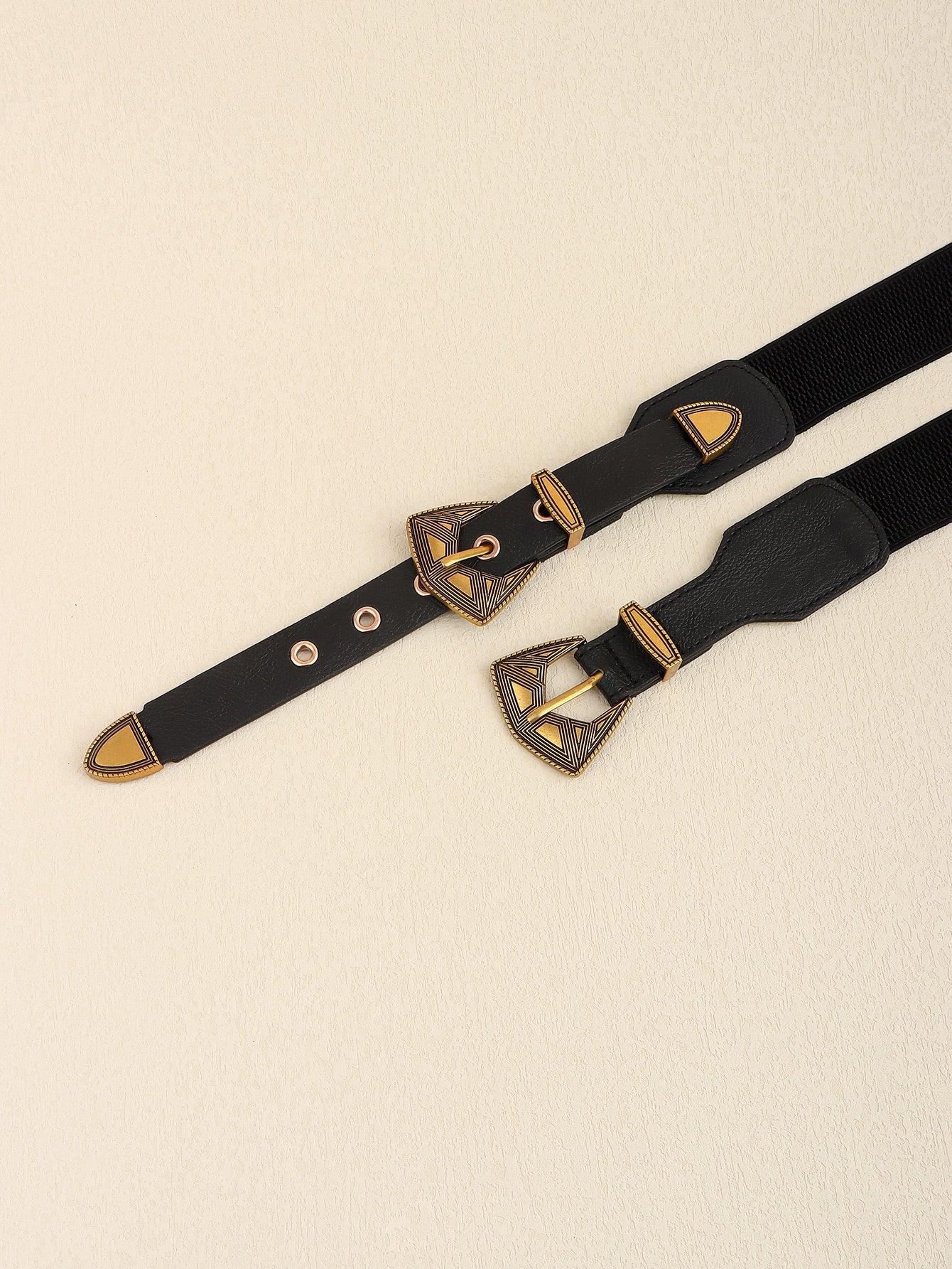 Double Buckle PU Leather Belt - Lab Fashion, Home & Health