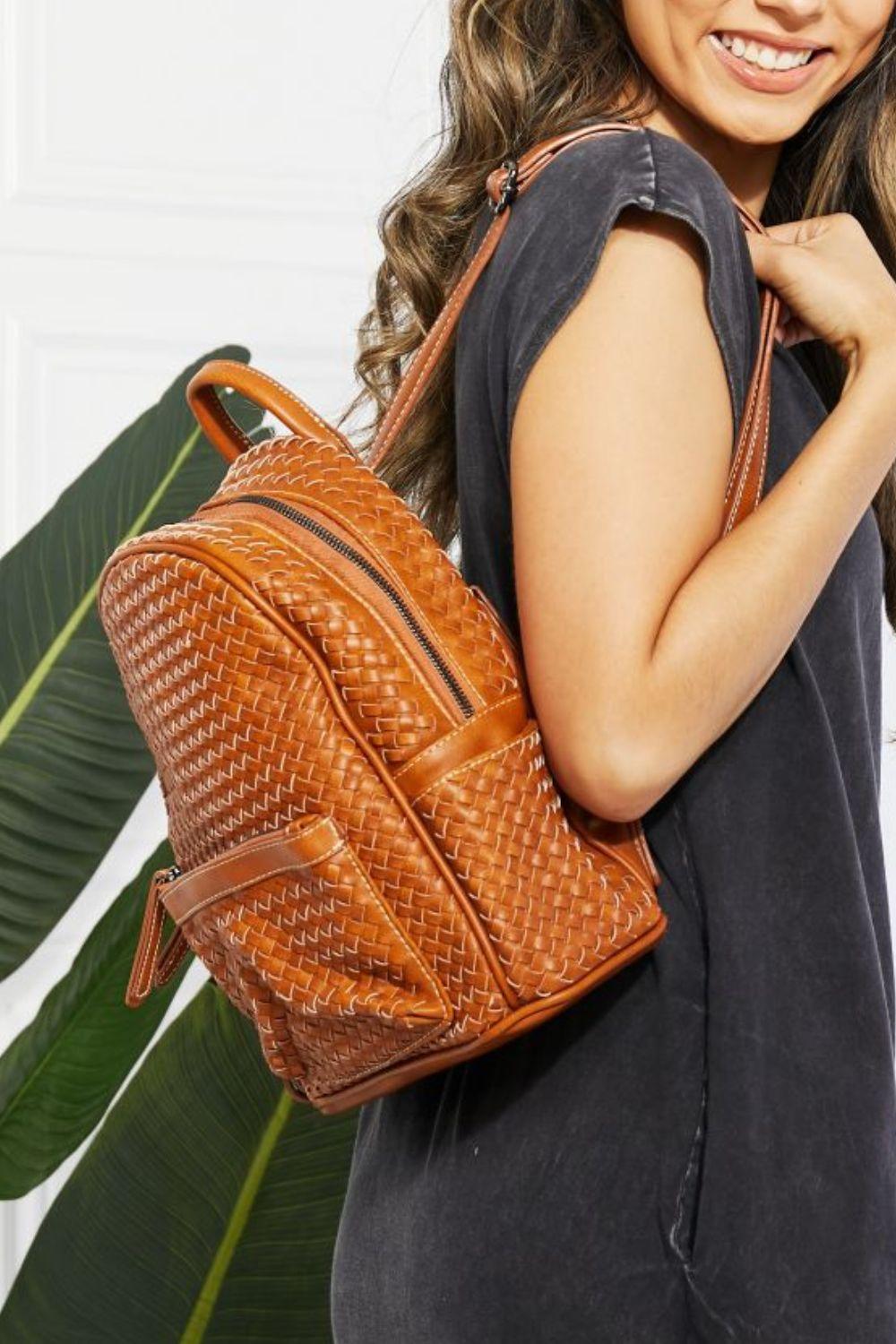 SHOMICO Certainly Chic Faux Leather Woven Backpack - Lab Fashion, Home & Health