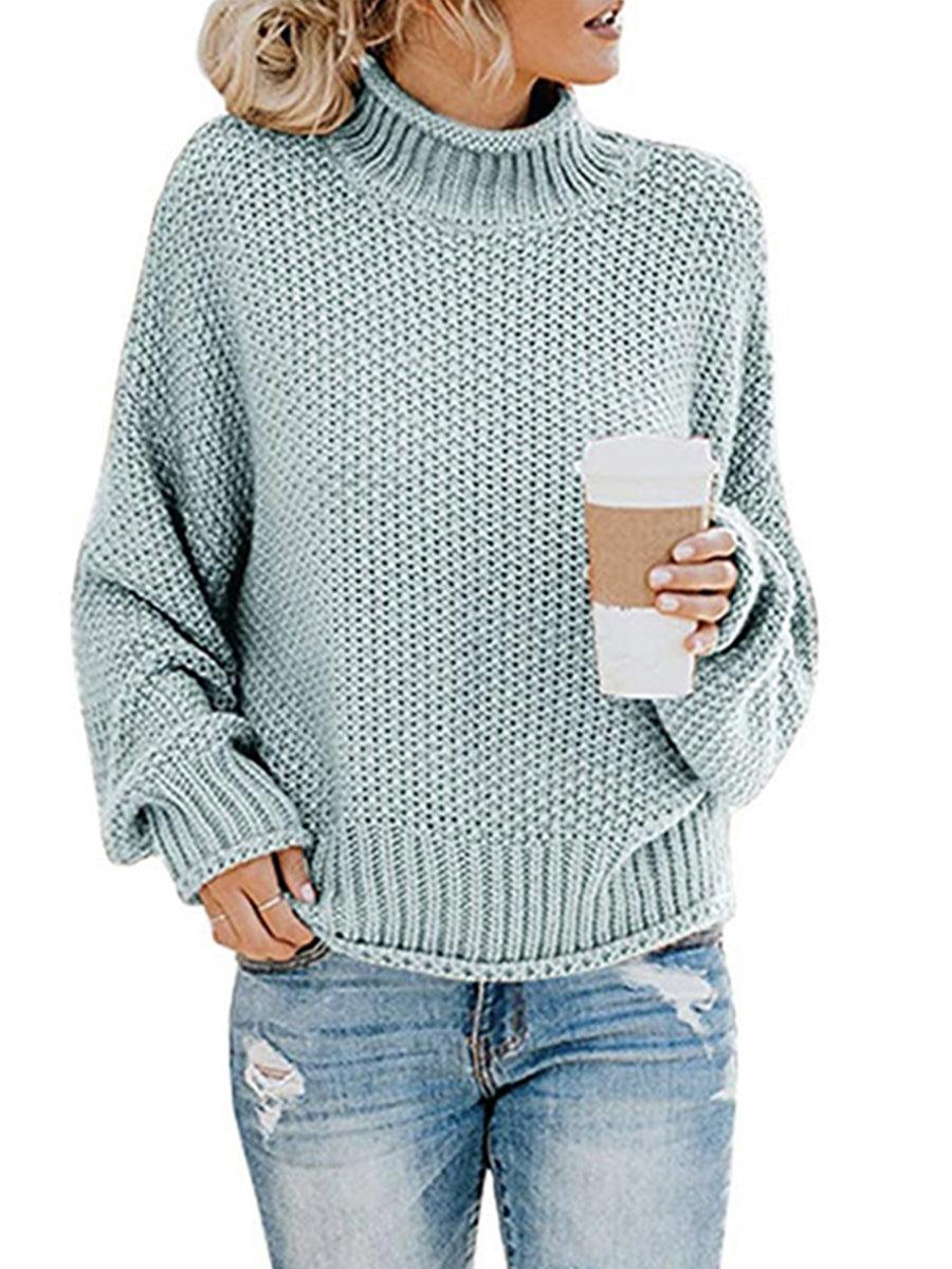 Turtleneck Dropped Shoulder Sweater - Lab Fashion, Home & Health