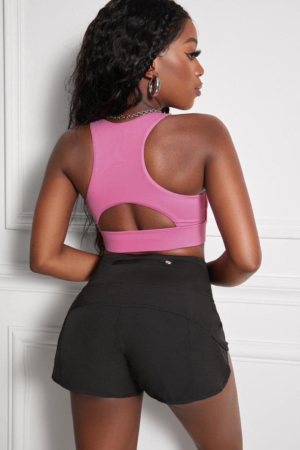 Cutout Racerback Sports Bra - Lab Fashion, Home & Health