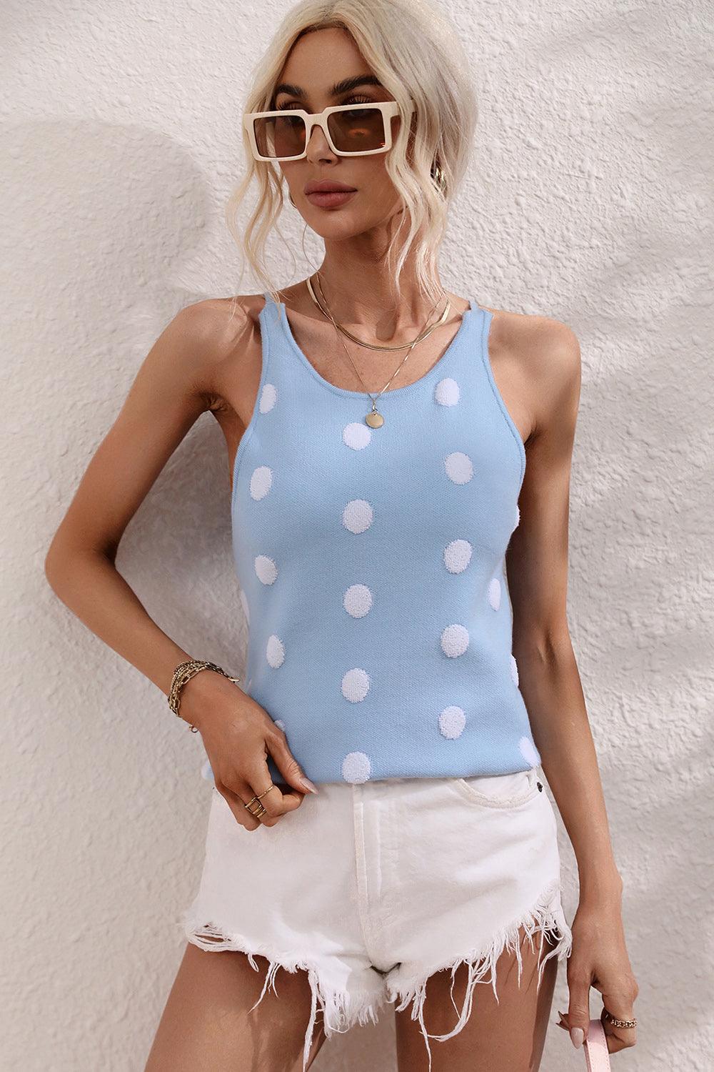 Polka Dot Round Neck Tank - Lab Fashion, Home & Health