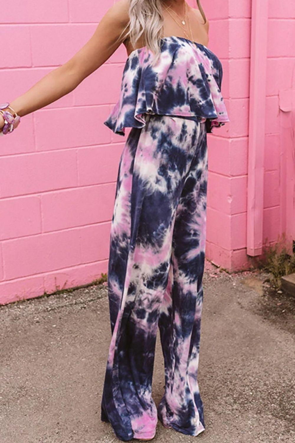 Tie-Dye Layered Strapless Jumpsuit - Lab Fashion, Home & Health