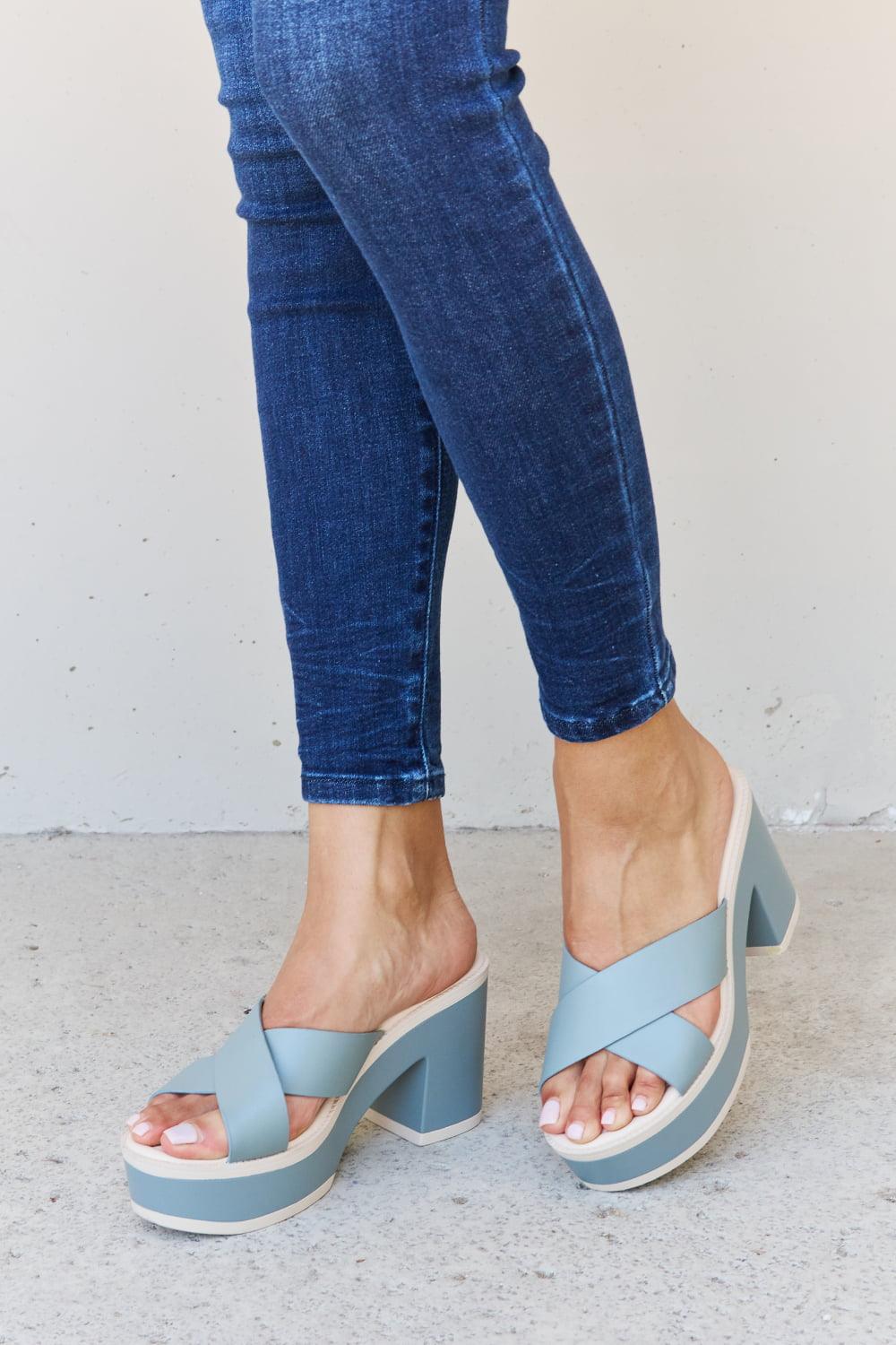 Weeboo Cherish The Moments Contrast Platform Sandals in Misty Blue - Lab Fashion, Home & Health