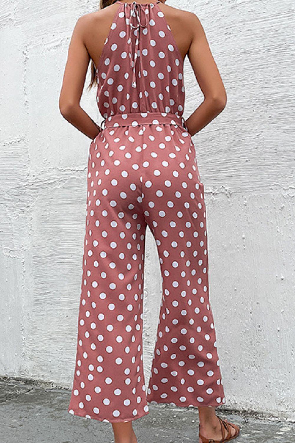 Polka Dot Grecian Wide Leg Jumpsuit - Lab Fashion, Home & Health