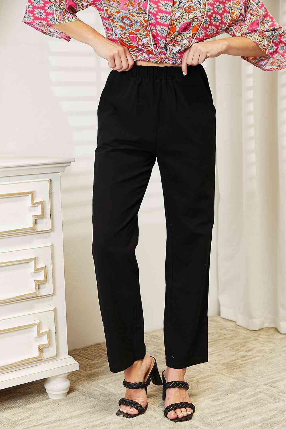 Double Take Pull-On Pants with Pockets - Lab Fashion, Home & Health