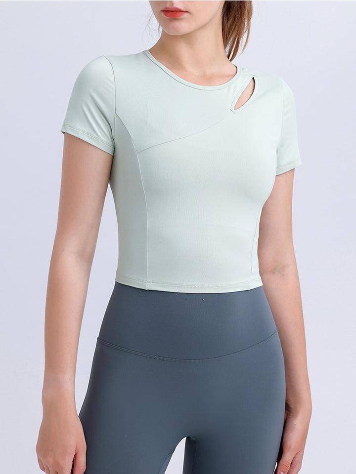 Round Neck Short Sleeve Active Top - Lab Fashion, Home & Health