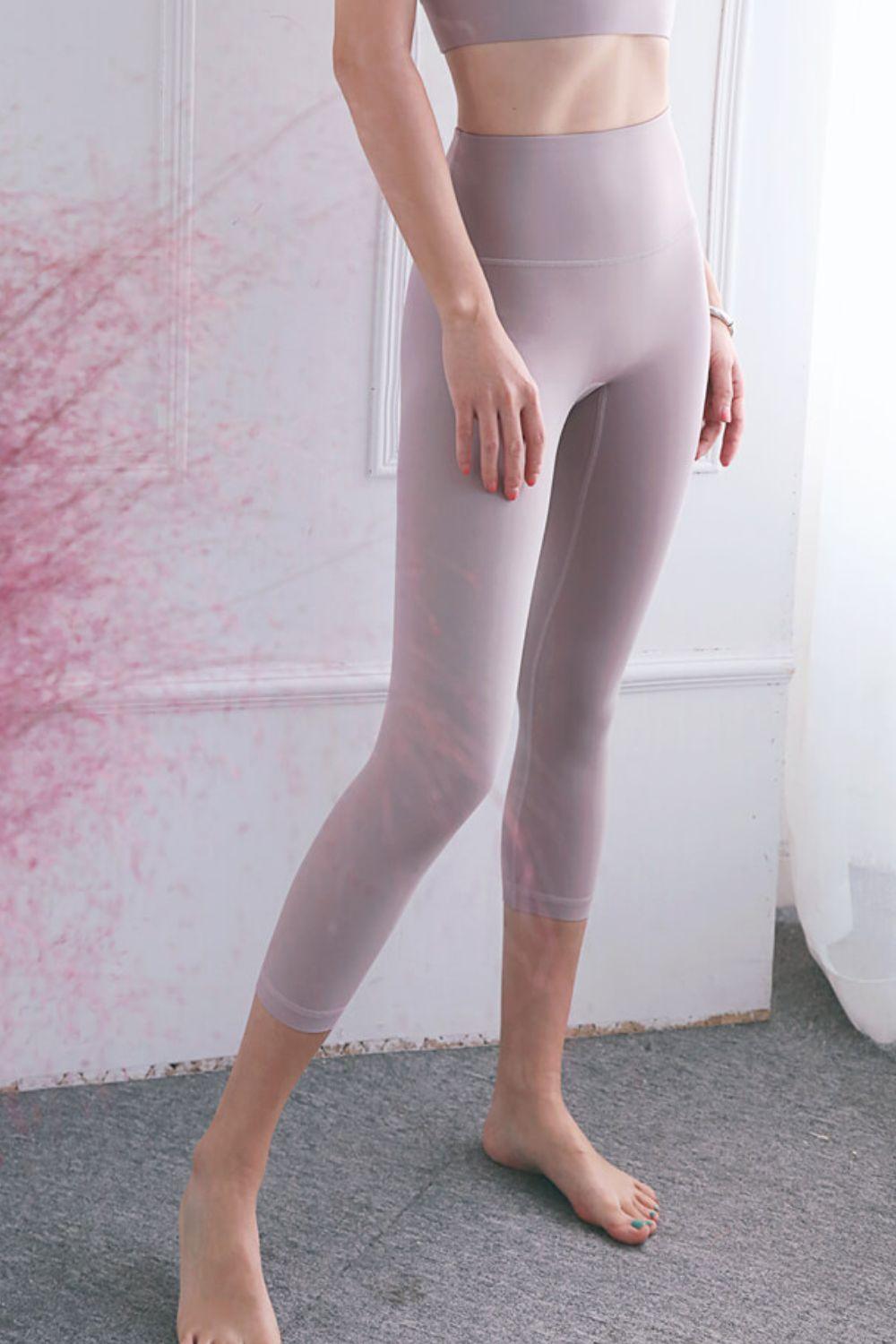 Feel Like Skin Elastic Waistband Cropped Yoga Leggings - Lab Fashion, Home & Health