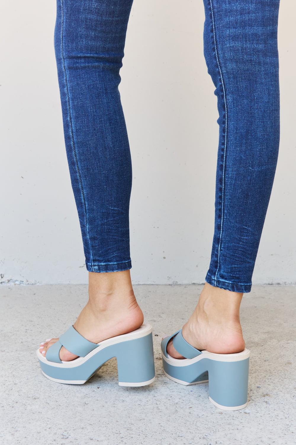 Weeboo Cherish The Moments Contrast Platform Sandals in Misty Blue - Lab Fashion, Home & Health