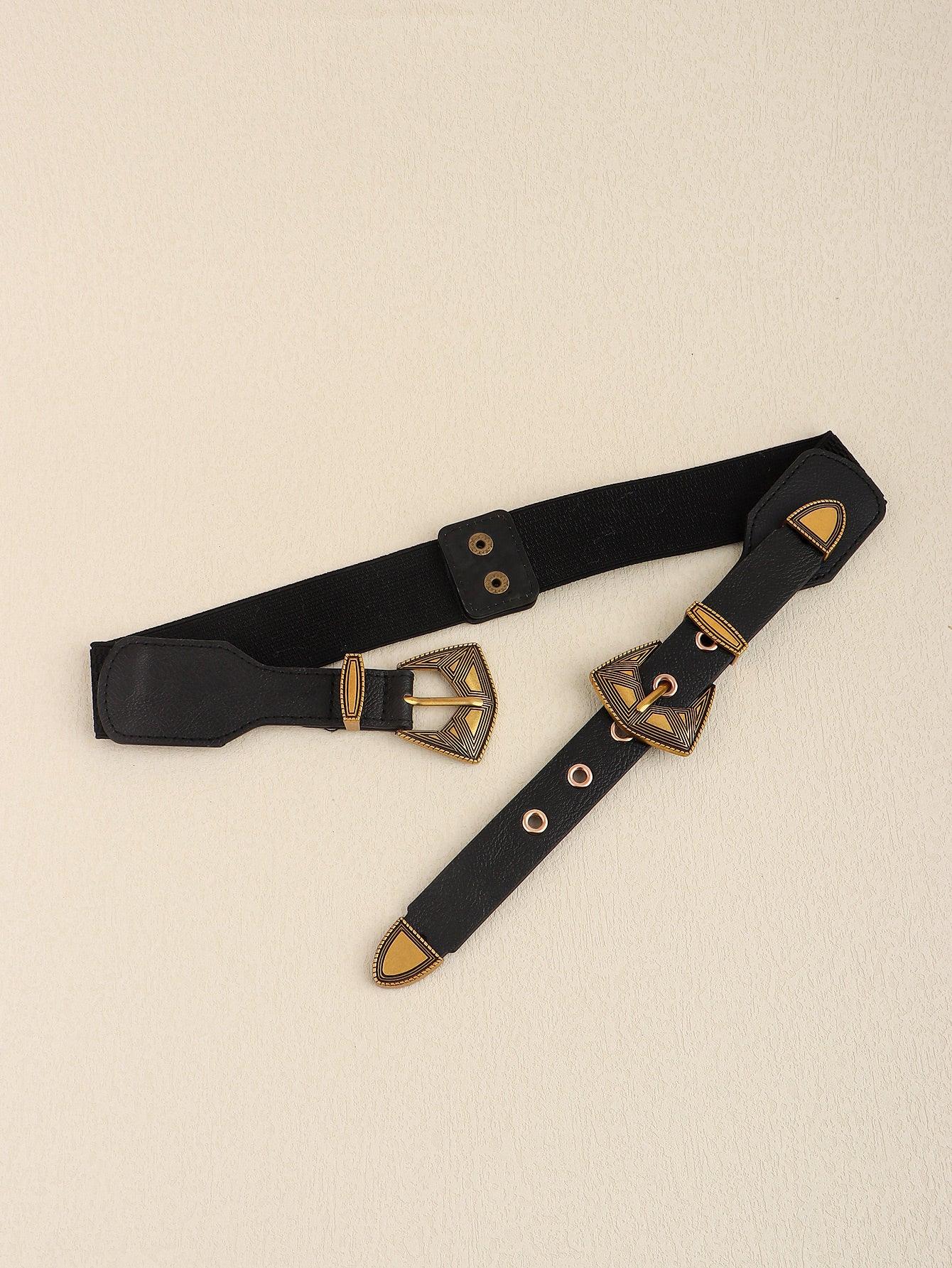 Double Buckle PU Leather Belt - Lab Fashion, Home & Health