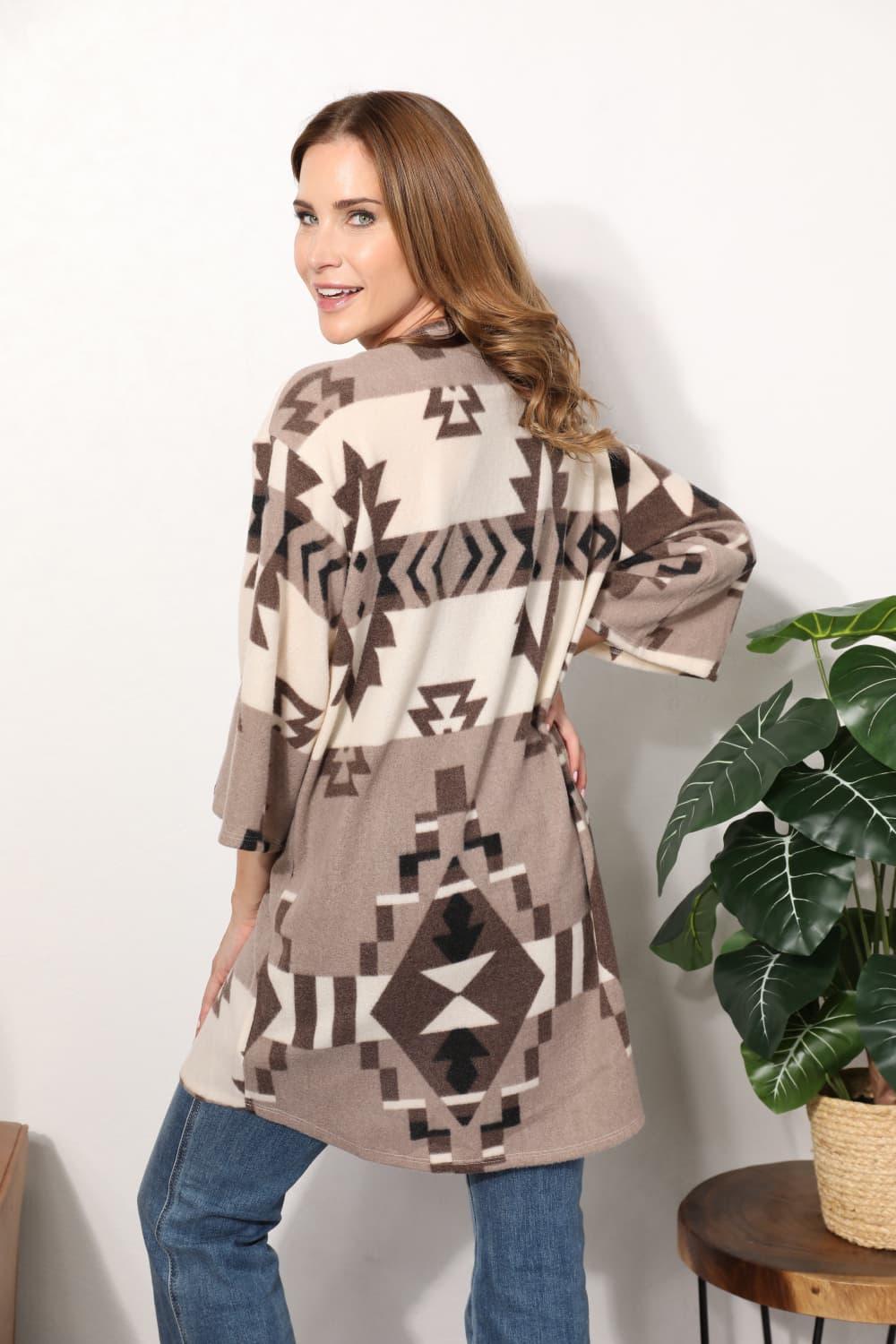 Sew In Love Full Size Cardigan with Aztec Pattern - Lab Fashion, Home & Health